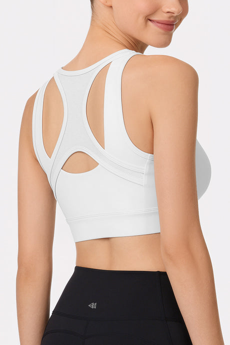 Power™ Front Zip Full Coverage Racerback Mesh Running Bra | Women's High Support Sports Bra - image 5