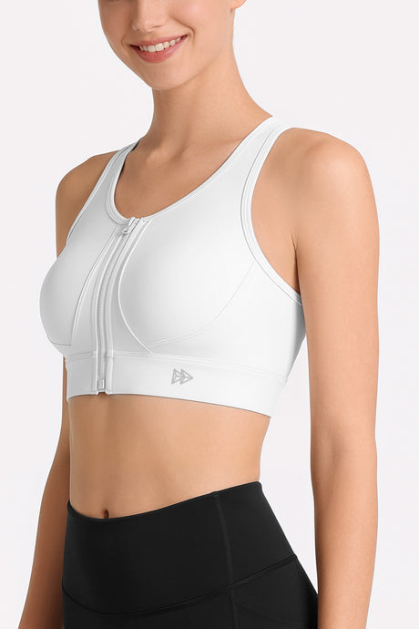 Power™ Front Zip Full Coverage Racerback Mesh Running Bra | Women's High Support Sports Bra - image 6