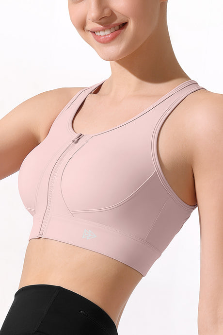 Power™ Front Zip Full Coverage Racerback Mesh Running Bra | Women's High Support Sports Bra - image 7