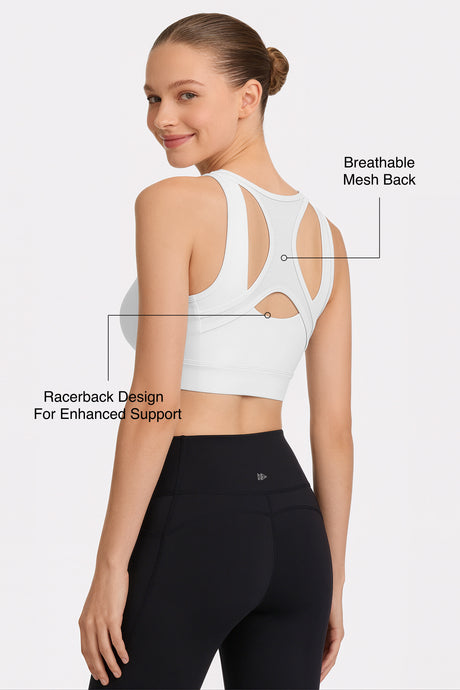 Power™ Front Zip Full Coverage Racerback Mesh Running Bra | Women's High Support Sports Bra - image 14