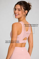 Shift™ Double-Strap With Less Pressure Full Coverage Mesh Back Sports Bra | Women's Light Support Sports Bra Best For Yoga, HIIT