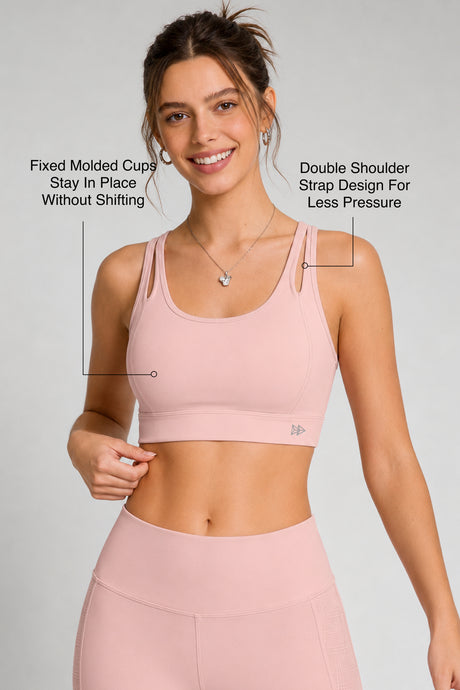 Shift™ Double-Strap With Less Pressure Full Coverage Mesh Back Sports Bra | Women's Light Support Sports Bra Best For Yoga, HIIT - image 3