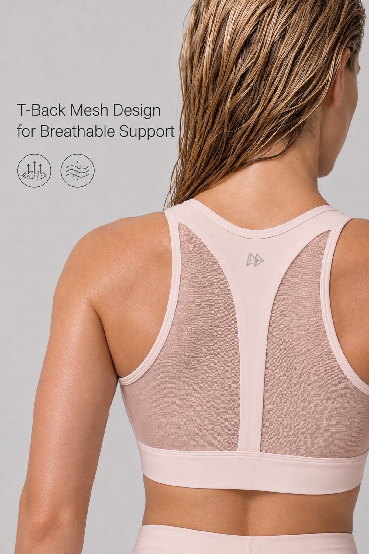Leichter Power T-Back Mesh-Lauf-BH | Sport-BH mit starkem Halt für Damen