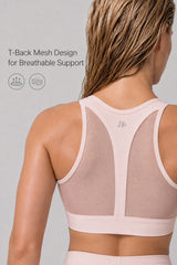 Leichter Power T-Back Mesh-Lauf-BH | Sport-BH mit starkem Halt für Damen