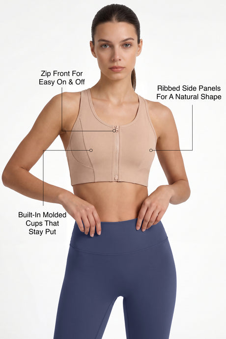 Echo™ Zip-Front Breathable Mesh Full-Coverage Sports Bra | High Support for Running, HIIT & Training - image 9