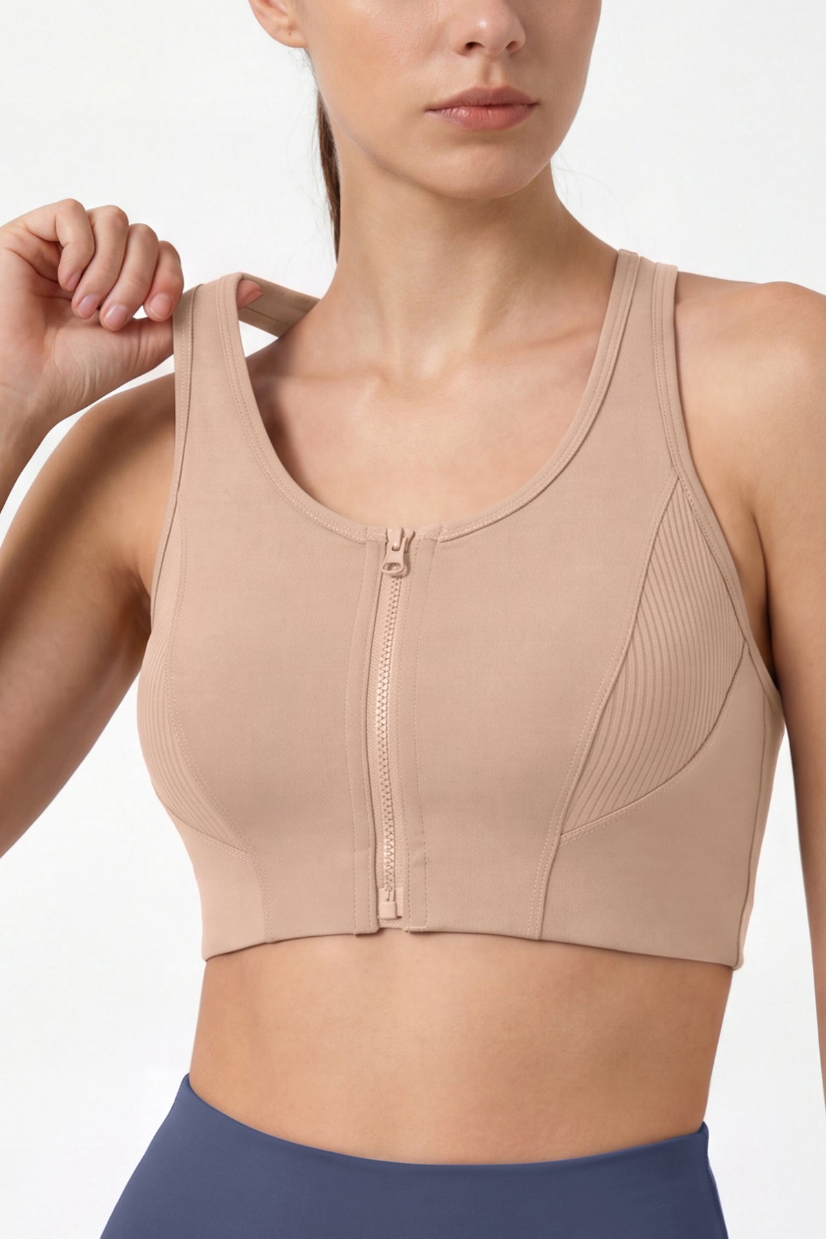 Echo™ Zip-Front Breathable Mesh Full-Coverage Sports Bra | High Support for Running, HIIT & Training