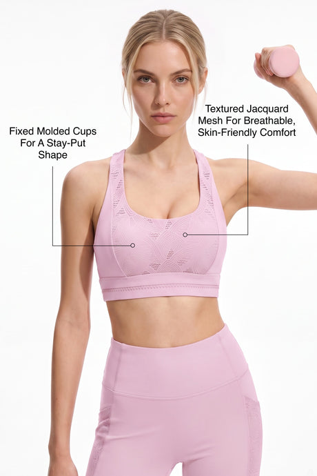 Anywhere™ Cross-Back Texture Mesh Light Support Sports Bra | Women's Light Support Sports Bra Best For Yoga, HIIT - image 2
