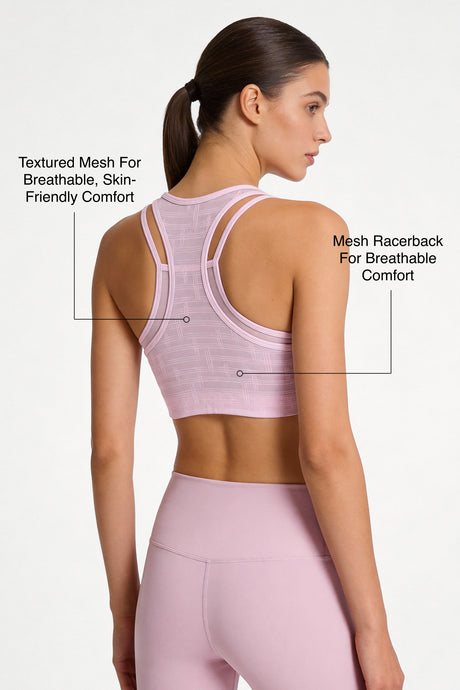 Power™ Front-Zip Jacquard Mesh Racerback Sports Bra | High-Impact Support for Running, HIIT & Training - image 3