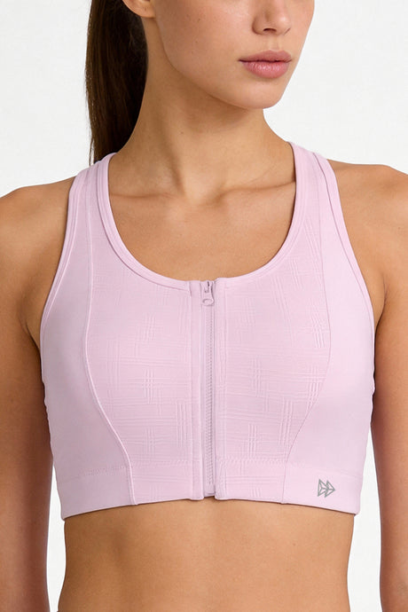 Power™ Front-Zip Jacquard Mesh Racerback Sports Bra | High-Impact Support for Running, HIIT & Training - image 5