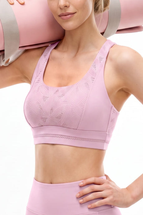 Anywhere™ Cross-Back Texture Mesh Light Support Sports Bra | Women's Light Support Sports Bra Best For Yoga, HIIT - image 5