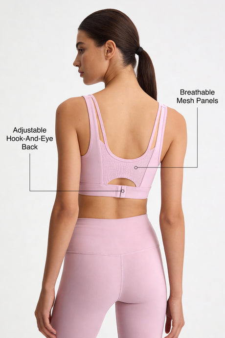 Power™ V Neck Breathable Mesh Hook Sports Bra | High-Impact Bounce Control Without Flattening for Running, HIIT & Training - image 2