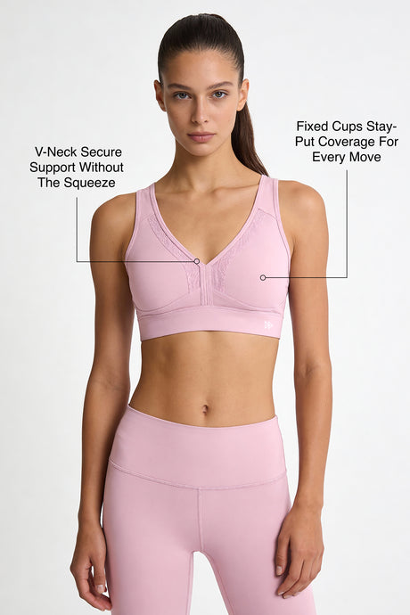 Power™ V Neck Breathable Mesh Hook Sports Bra | High-Impact Bounce Control Without Flattening for Running, HIIT & Training - image 3