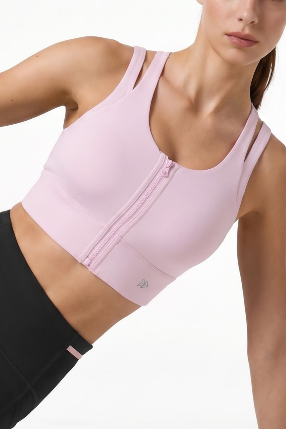 Pink Longline Coverage High Impact Bra With Front Zip | High-Impact Support Best For Running, HIIT & Training
