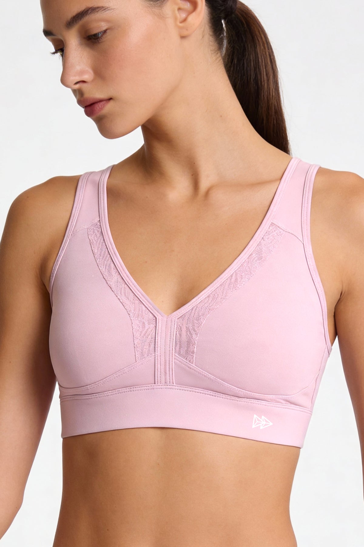 Power™ V Neck Breathable Mesh Hook Sports Bra | High-Impact Bounce Control Without Flattening for Running, HIIT & Training