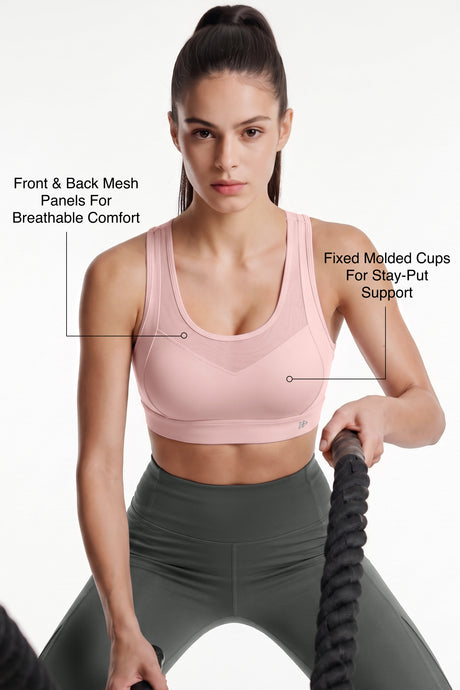 Power™ Breathable Cutout Sports Bra with Hook Closure | High Support for Running, HIIT & Training - image 2