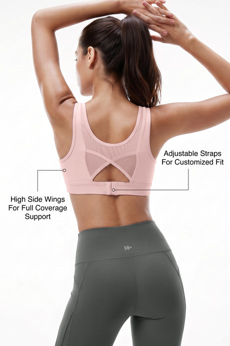 Power™ Breathable Cutout Sports Bra with Hook Closure | High Support for Running, HIIT & Training - image 3