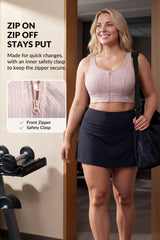 Power™ Zip Front Stripe Pattern Running Bra | Women's High Support Sports Bra