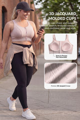 Power™ Zip Front Stripe Pattern Running Bra | Women's High Support Sports Bra