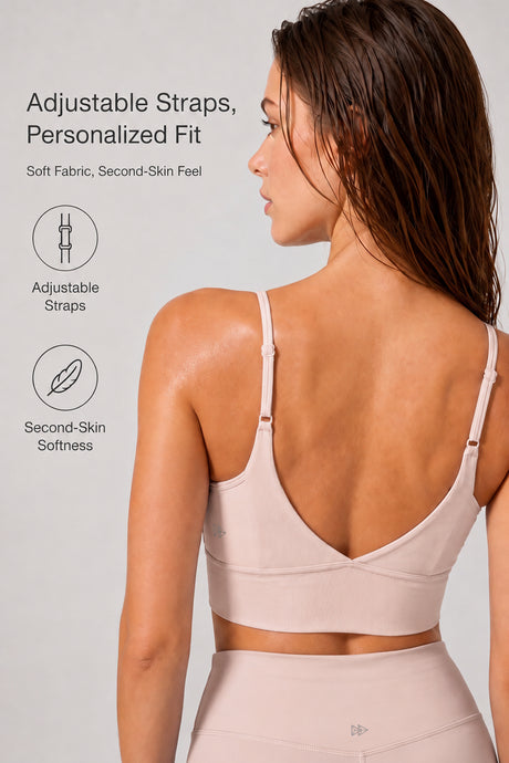 Echo™ V-Neck Ribbed Padded Yoga Bra | Women's Light Support Sports Bra - image 8