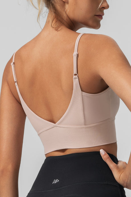 Echo™ V-Neck Ribbed Padded Yoga Bra | Women's Light Support Sports Bra - image 5