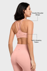 Reggiseno yoga imbottito con scollo a barchetta e doppie spalline | Reggiseno sportivo con supporto leggero da donna