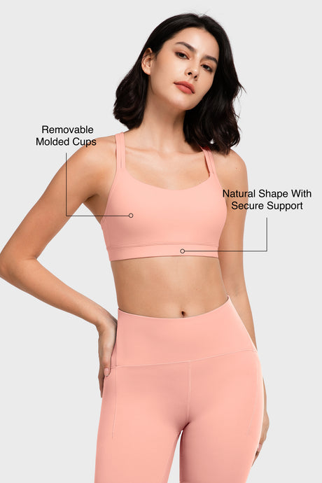 Shift™ Scoop Neckline Double Straps Padded Yoga Bra | Women's Light Support Sports Bra - image 3