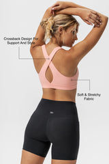 Gepolsterter Yoga-BH mit U-Ausschnitt und überkreuztem Rücken | Leicht stützender Sport-BH für Damen