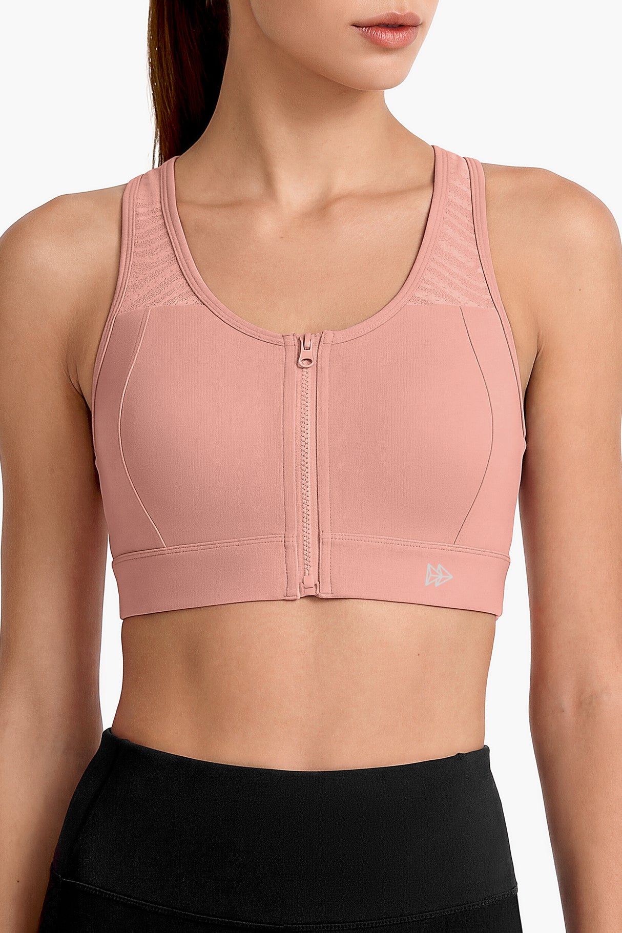 Power™ Breathable Zip Front Fixed Cups High Impact Bra | Women's High Support Sports Bra