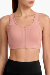 Power™ Breathable Zip Front Fixed Cups High Impact Bra | Women's High Support Sports Bra