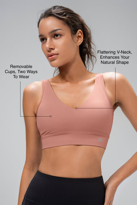 Anywhere™ Removable Cups V-Neck Soft Light Support Bra | Women's Light Support Sports Bra Best For Yoga, HIIT - image 9