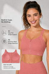 Reggiseno da corsa imbottito con spalline regolabili Power Zip | Reggiseno sportivo ad alto sostegno da donna