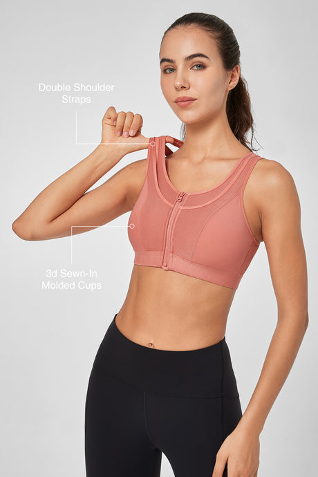 Reggiseno da corsa imbottito Enfold Zip Mesh Racerback | Reggiseno sportivo ad alto sostegno da donna - image 5