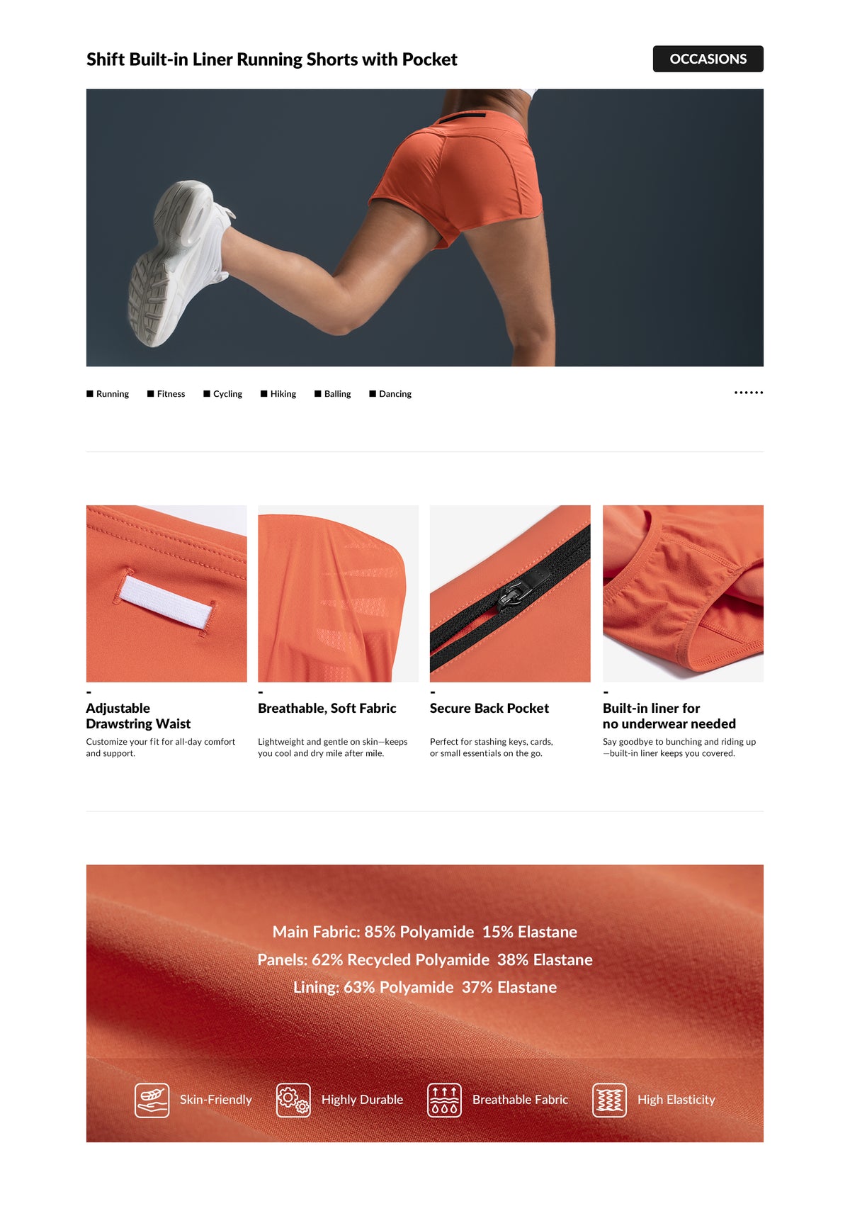 Pantalones cortos de running Shift con forro interior y bolsillo | Pantalones cortos de running para mujer