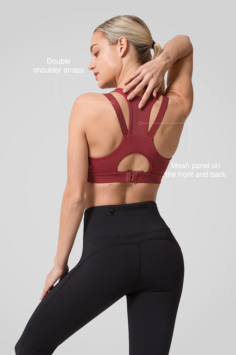 Sujetador para correr con relleno de malla frontal Power Zip | Sujetador deportivo de alta sujeción para mujer - image 3