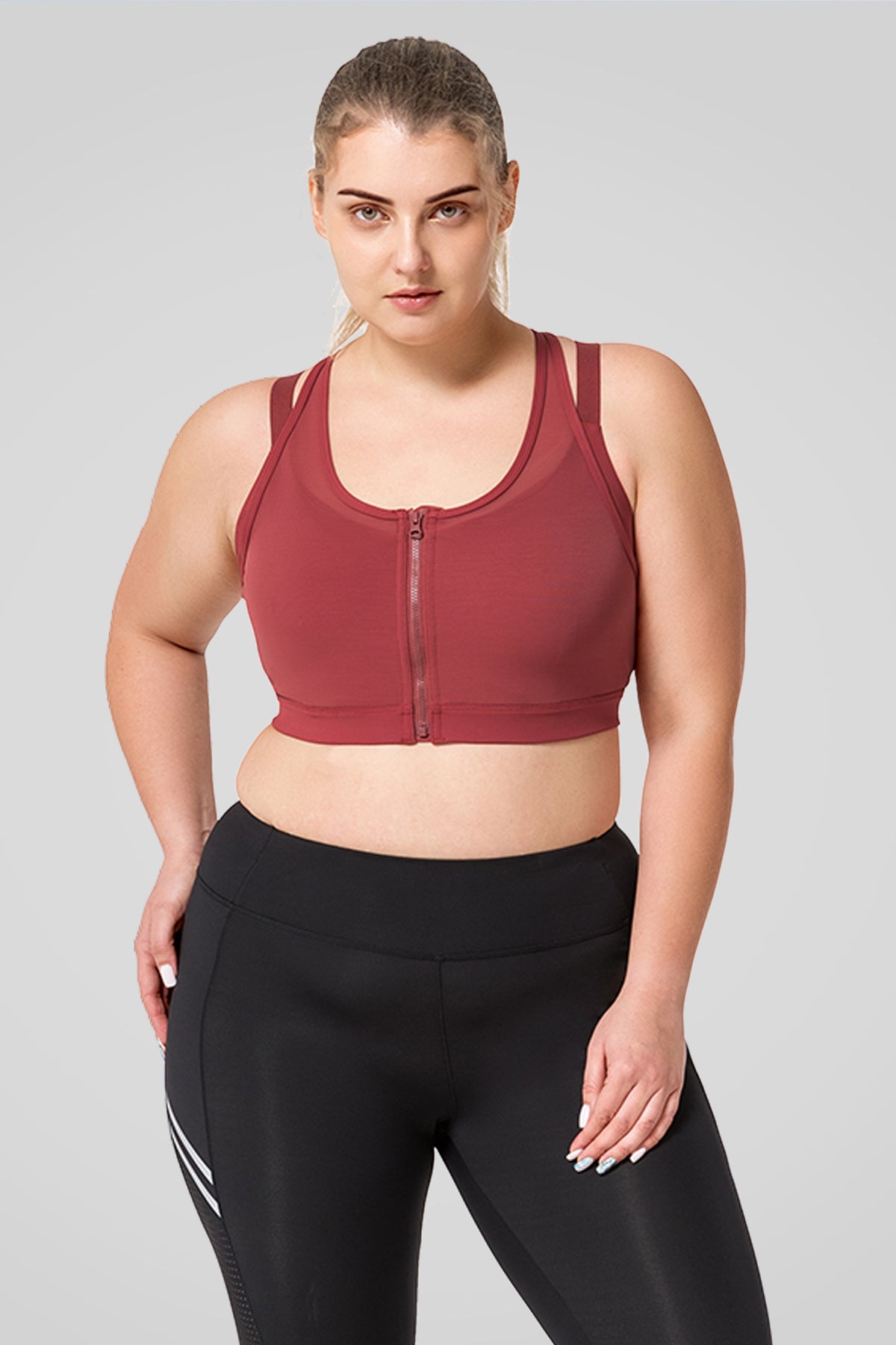 Power™ Zip Front Breathable Full-Coverage Running Bra | Women's High Support Sports Bra