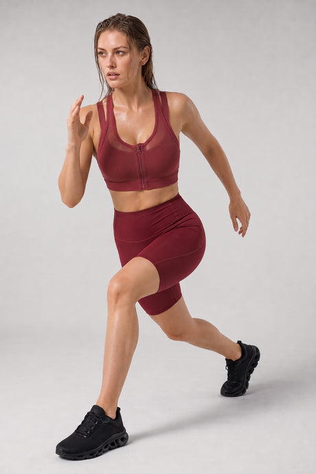 Power™ Zip Front Breathable Full-Coverage Running Bra | Women's High Support Sports Bra - image 6
