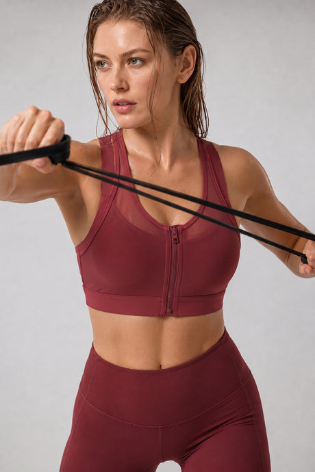 Power™ Zip Front Breathable Full-Coverage Running Bra | Women's High Support Sports Bra - image 3