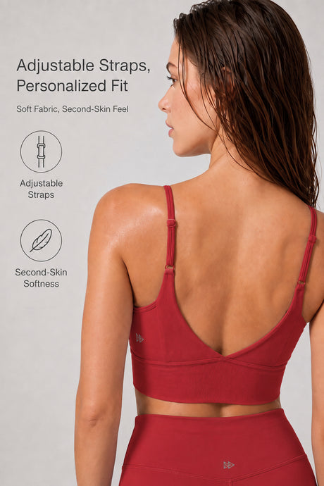 Echo™ V-Neck Ribbed Padded Yoga Bra | Women's Light Support Sports Bra - image 44