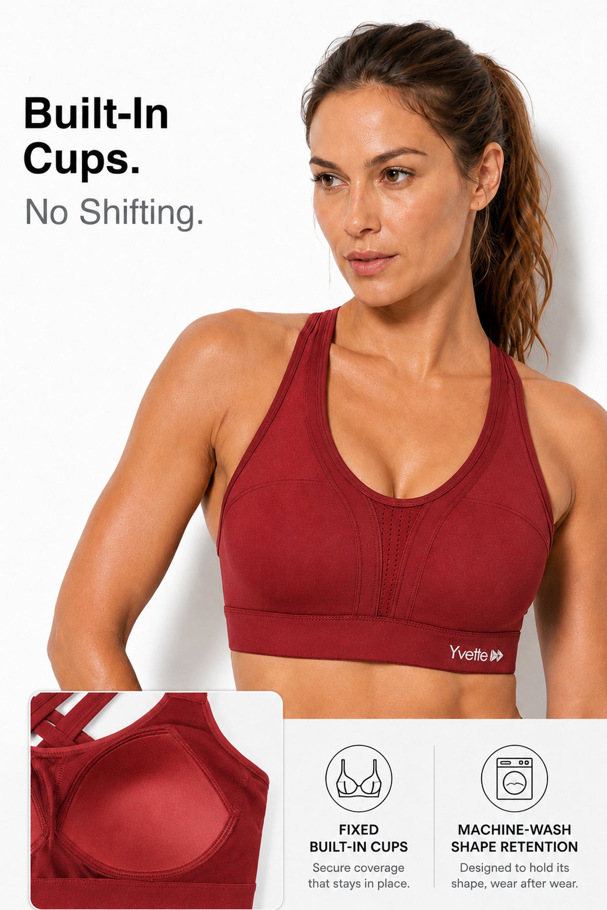 Reggiseno da corsa imbottito Power Cross Back | Reggiseno sportivo ad alto sostegno da donna