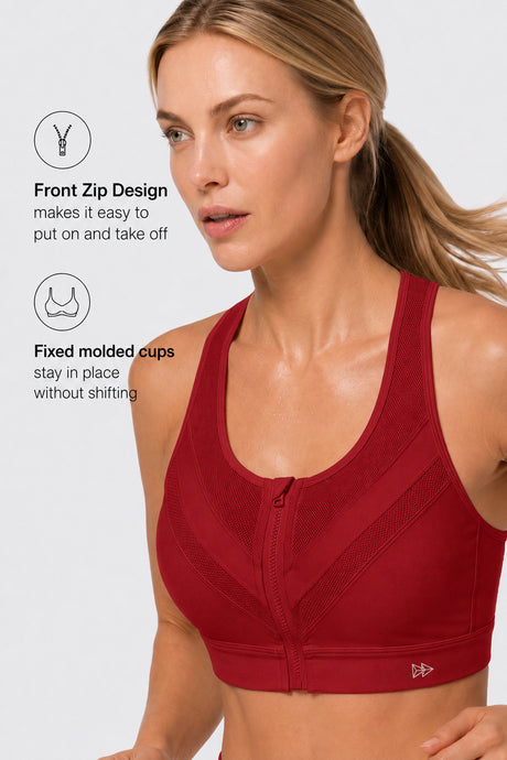 Enfold Zip Mesh Vadderad Löpar-BH | Sport-BH med Högt Stöd för Damer - image 2