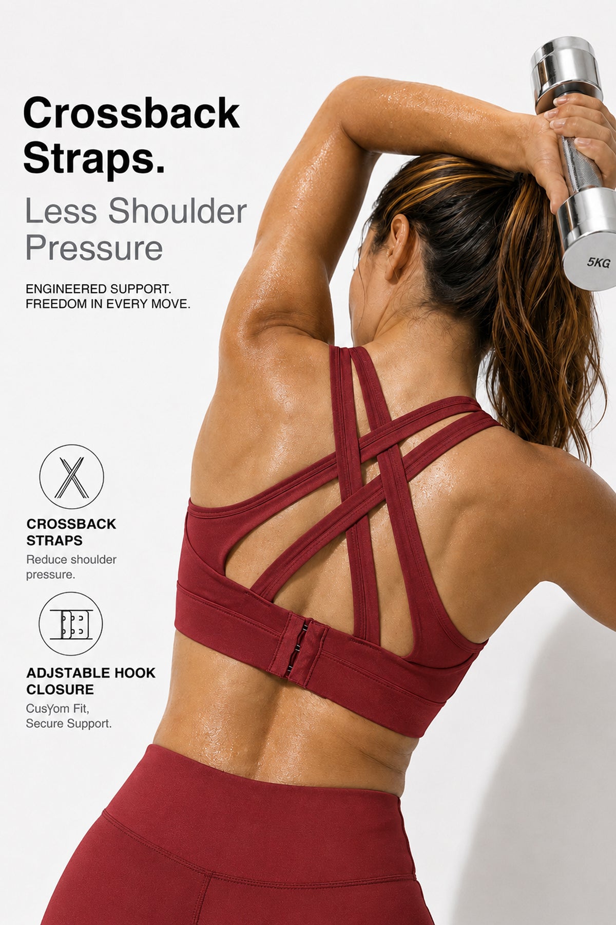 Reggiseno da corsa imbottito Power Cross Back | Reggiseno sportivo ad alto sostegno da donna