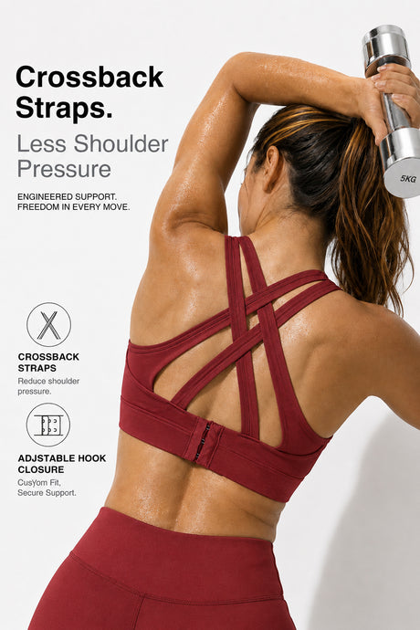 Sujetador deportivo Power Cross Back con relleno | Sujetador deportivo de alta sujeción para mujer