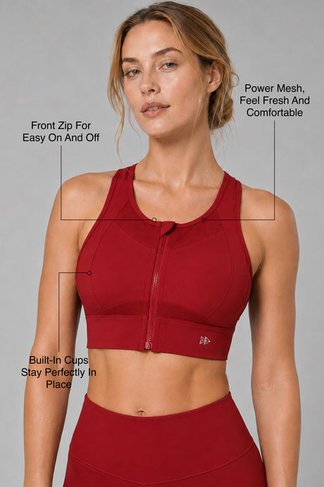 Sculpt™ Zip-Front Full-Back Mesh Racerback Sports Bra | High-Impact Support for Running, Gym & Training - image 32