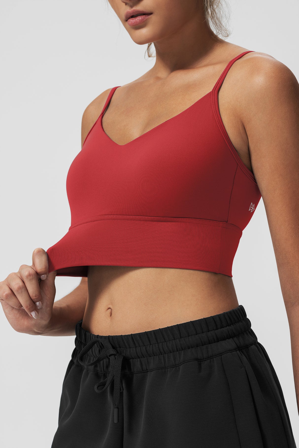 Reggiseno yoga imbottito a coste con scollo a V Echo | Reggiseno sportivo leggero da donna