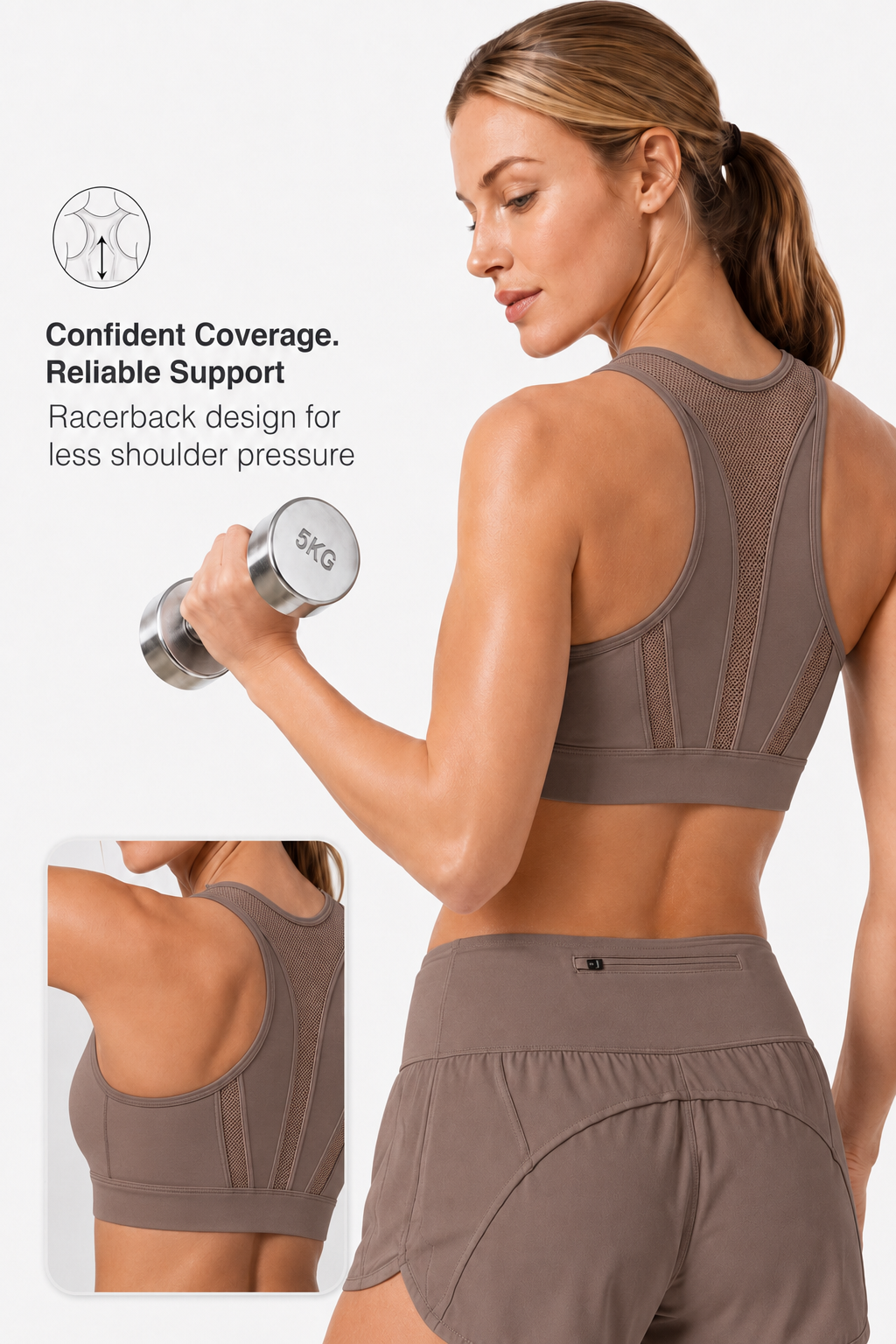 Enfold Zip Mesh gepolsterter Lauf-BH | Damen-Sport-BH mit starkem Halt
