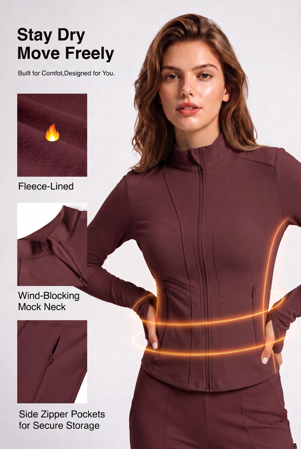 Shift™ Fleece-Lined Thermal Stretch Jacket – Water-Resistant Full-Zip | Women's Sports Jacket