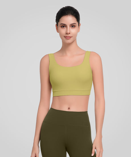 Shift™ Ribbed Deep U Back Padded Yoga Bra | Women's Light Support Sports Bra
