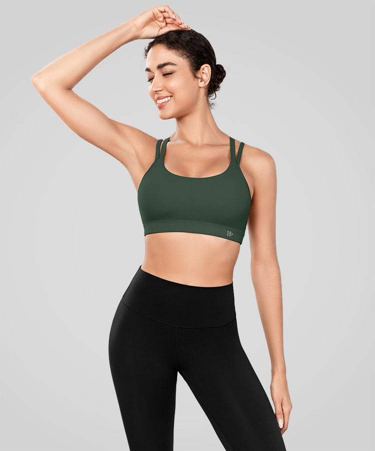 Echo™ Long Double Cross Straps Padded Yoga Bra | Women's Light Support Sports Bra