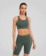 Echo™ Front Zip Perforated Solid Padded Running Bra | Women's High Support Sports Bra