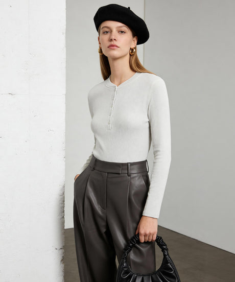 Anywhere™ Casual Half-Button Collar Long Sleeve Shirt | Women's Long Sleeve T-shirt